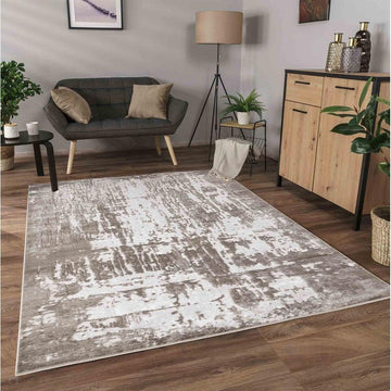 Serenity 211 SRN11 Modern Abstract Distressed Metallic Shimmer Soft Textured Hi-Lo Polyblend Short Pile Stone Beige/Taupe/Ivory/Warm Grey/Fawn Rug-Desire Rugs-Rug Love - The Most Loved Rug Store